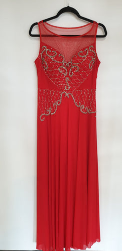 Red Embellished Formal Dress Sleeveless