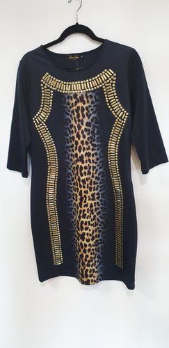 Stunning Black & Leopard Bodycon Dress