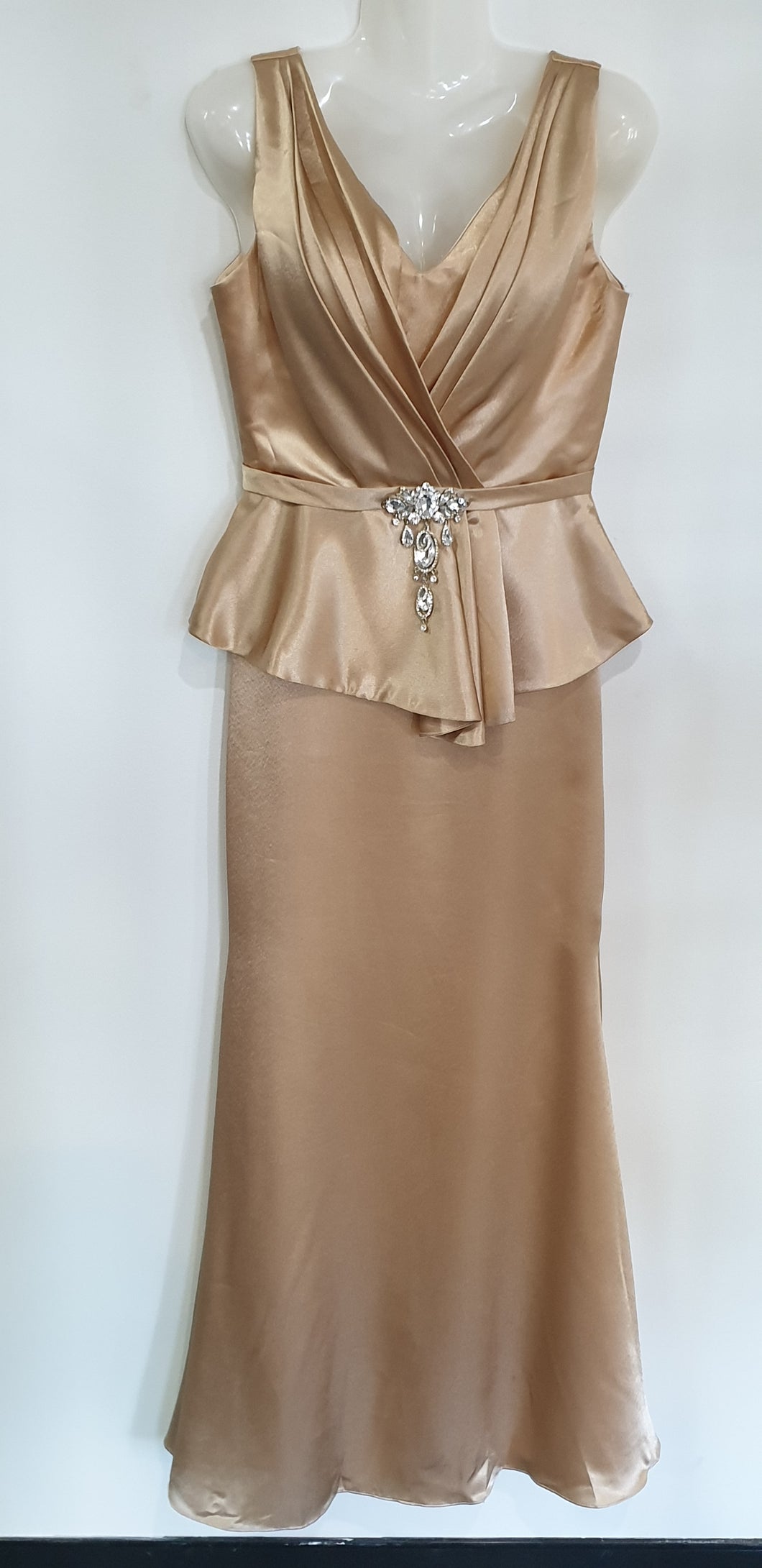Gold Peplum Dress with Embellishment