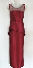 Load image into Gallery viewer, Deep Red Embellished Peplum Evening Dress
