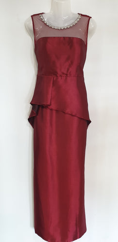 Deep Red Embellished Peplum Evening Dress