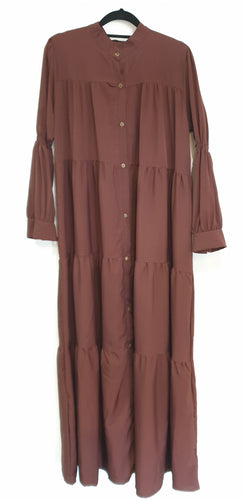 Brown Long Sleeve Maxi Dress