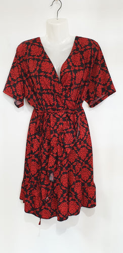 Red Print Wrap Dress