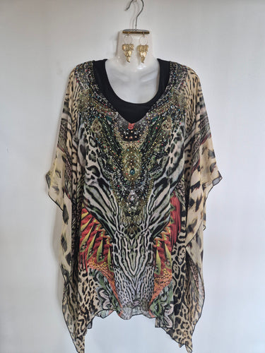 Digital Print Bling Short Kaftan