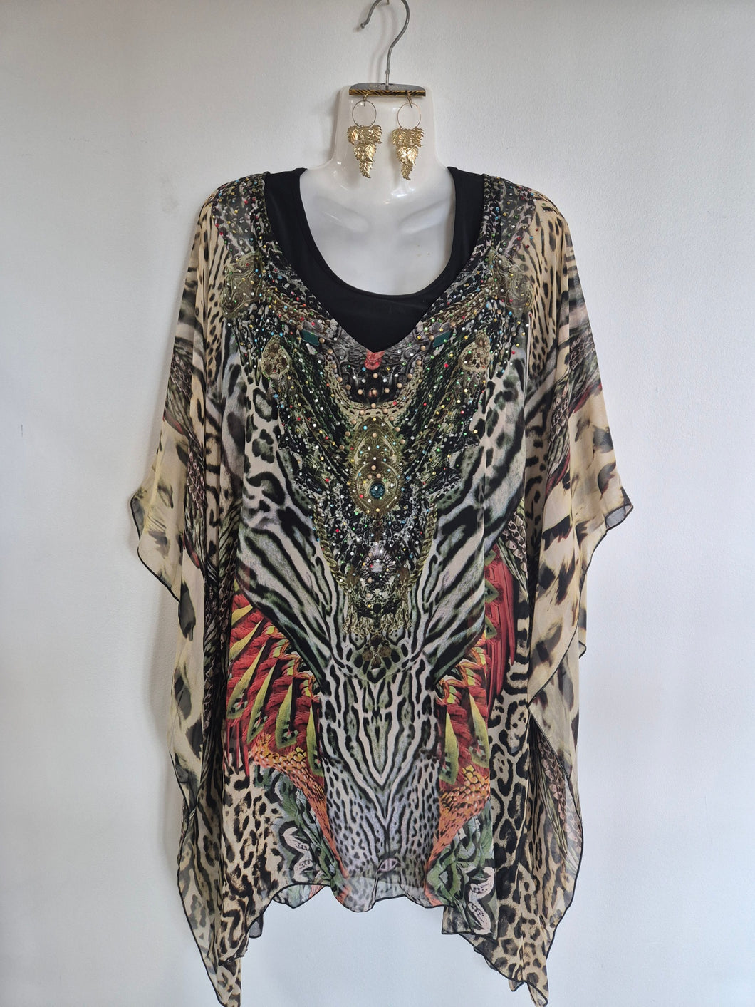 Digital Print Bling Short Kaftan