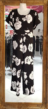 Load image into Gallery viewer, Black with White Flowers Pantsuit