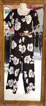 Load image into Gallery viewer, Black with White Flowers Pantsuit