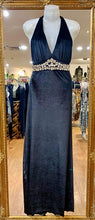 Load image into Gallery viewer, Jewelled Stretch Velvet Halterneck Dress