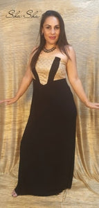 Black & Gold Sleeveless Evening Dress