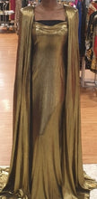 Load image into Gallery viewer, Internationally Published Gold Dress with Elegant Cape