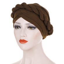 Load image into Gallery viewer, Lady Women Cancer Hat Chemo Cap Muslim Braid Head Scarf Turban Head Wrap Cover Ramadan Hair Loss Islamic Headwear Arab Fashion
