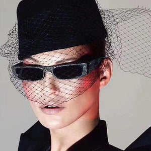 Designer Inspired Square Rhinestone Sunglasses