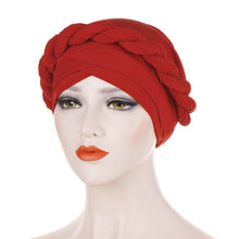 Load image into Gallery viewer, Lady Women Cancer Hat Chemo Cap Muslim Braid Head Scarf Turban Head Wrap Cover Ramadan Hair Loss Islamic Headwear Arab Fashion