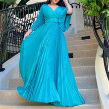 Load image into Gallery viewer, Long Sleeve Pleated Maxi Dresses S to 3XL