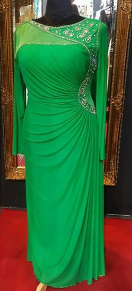 Sha Sha Bling Embellished Green Evening Dress with Sleeves XL