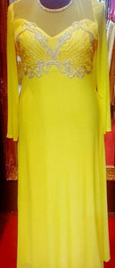 Sha Sha Butterfly Bling Embellished Yellow Evening Dress XL