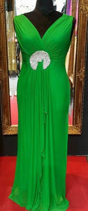 Sha Sha Circle Bling Embellished Green Evening Dress