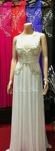 White Embellished Evening Dress