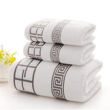 Load image into Gallery viewer, 3PCS/Set Luxury 100% Cotton Soft Absorbent Towels 2 Bath Towel+ 1 Face Towel Sets 3 Colors Available