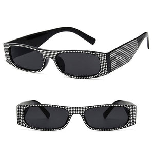 Designer Inspired Square Rhinestone Sunglasses